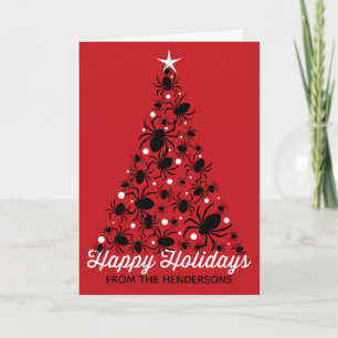 Carte Arbre de Noël de l'araignée festive