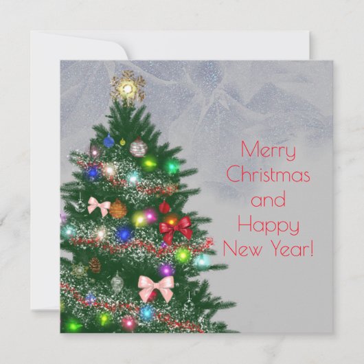 Carte Arbre de Noël décoré de couleurs décontractées (Devant)