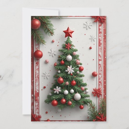 Carte Arbre de Noël décoré de façon festive (Devant)
