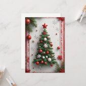 Carte Arbre de Noël décoré de façon festive (Devant/Arrière en situation)