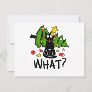 Carte Arbre de Noël drôle de chat noir Noël humour joyeu