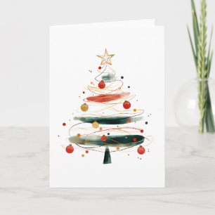 Carte Arbre de Noël en aquarelle stratifiée Vacances Abs