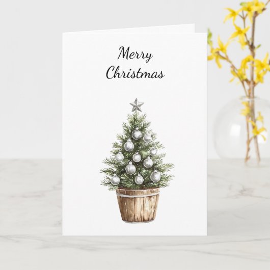 Carte Arbre de Noël en argent (Fleur jaune)