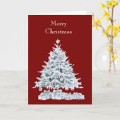 Carte Arbre de Noël en argent rouge (Fleur jaune)