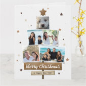 Carte Arbre de Noël en bois rustique | 5 Photos Collage (Fleur jaune)