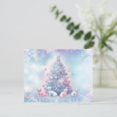 Carte Arbre De Noël En Chiots Rose Pastel (Debout devant)