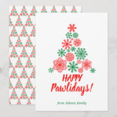 Carte Arbre de Noël en flocons de neige empreintes de pa (Devant / Derrière)