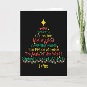 Carte Arbre de Noël en forme de X Noël chrétien Jésus Bi