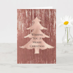 Carte Arbre de Noël en lingol or Rose