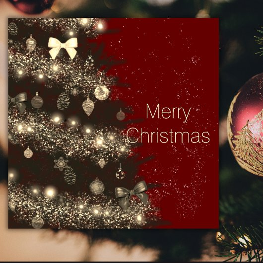 Carte Arbre de Noël en sépia et rouge