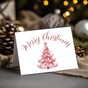 Carte Arbre de Noël en toile rouge