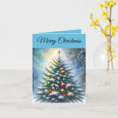 Carte Arbre de Noël et boules festifs modifiables (Fleur jaune)