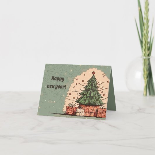 Carte Arbre de Noël et cadeaux (Devant)