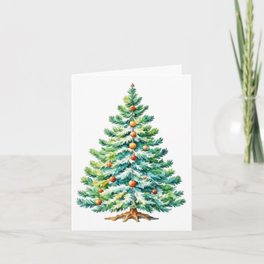 Carte Arbre de Noël F - Aquarelles et stylet (Devant)