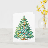Carte Arbre de Noël F - Aquarelles et stylet (Fleur jaune)