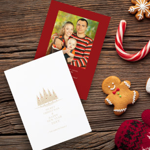 Carte Arbre de Noël Famille photo traditionnelle et élég