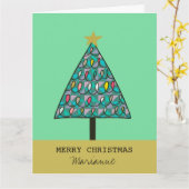 Carte Arbre de Noël festif avec lumières (Fleur jaune)