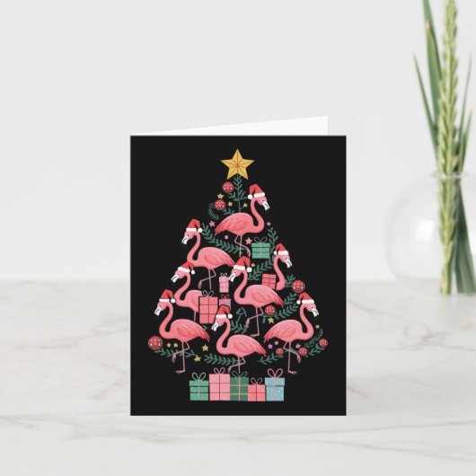 Carte Arbre de Noël Flamant rose (Devant)