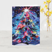 Carte Arbre de Noël géométrique (Fleur jaune)