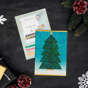 Carte Arbre de Noël Géométrique Billet Cadeau Famille Co