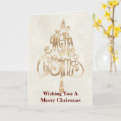 Carte Arbre de Noël Glam Or (Fleur jaune)