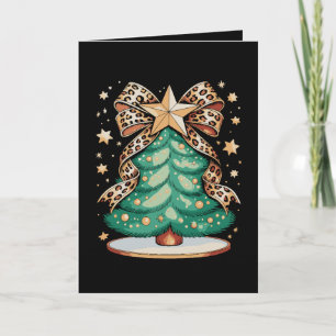 Carte Arbre de Noël glamour à nœud léopard pour les fête
