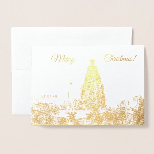 Carte Arbre de Noël Gold Foil (Devant avec enveloppe)
