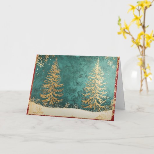 Carte Arbre de Noël Gold Foil avec Flèche de neige (Fleur jaune)