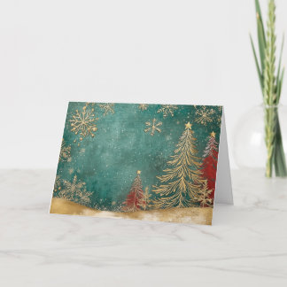 Carte Arbre de Noël Gold Foil avec Flèche de neige