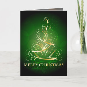 Carte Arbre de Noël Gold Ribon