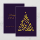 Carte Arbre de Noël Golden Swirl (Devant / Derrière)