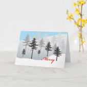 Carte Arbre de Noël joyeux et hibou dans la forêt de sap (Fleur jaune)