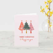 Carte Arbre de Noël Joyeux Noël Bonne année (Fleur jaune)