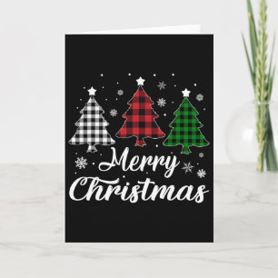 Carte Arbre de Noël Joyeux Noël Plaid de Buffalo Rouge B