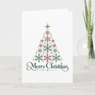 Carte Arbre de Noël Minimaliste Flocon de Neige