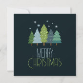 Carte Arbre de Noël moderne bleu et vert plat (Devant)