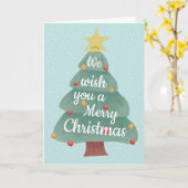 Carte Arbre de Noël moderne Joyeux Noël (Fleur jaune)