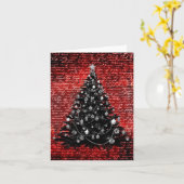 Carte Arbre de Noël noir et rouge foncé (Fleur jaune)