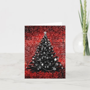Carte Arbre de Noël noir et rouge foncé