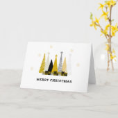 Carte Arbre de Noël noir or Présents Vacances de Noël (Fleur jaune)