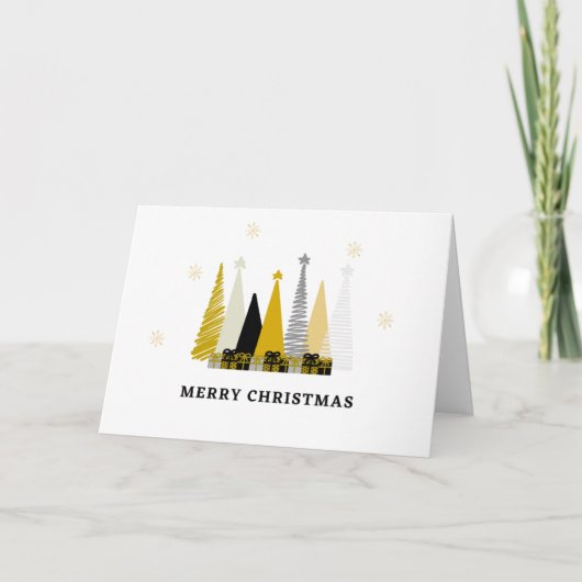 Carte Arbre de Noël noir or Présents Vacances de Noël (Devant)