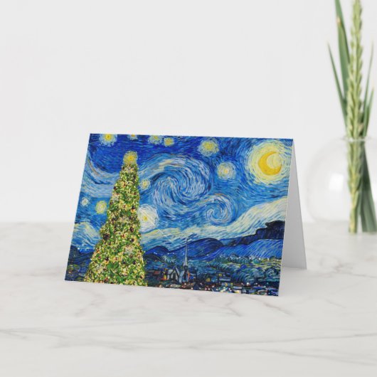 Carte Arbre de Noël - Nuit étoilée de Van Gogh (Devant)