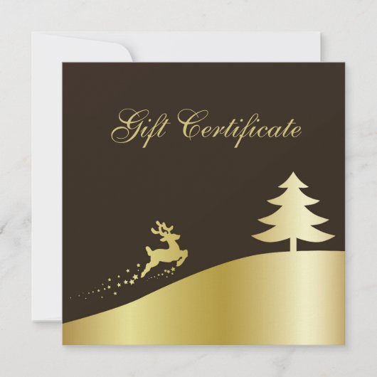 Carte Arbre de Noël Or avec certificat cadeau Reindeer (Devant)