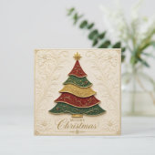 Carte Arbre de Noël orné d'émail doré (Debout devant)