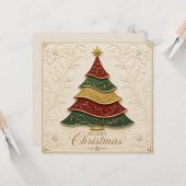 Carte Arbre de Noël orné d'émail doré (Devant/Arrière en situation)