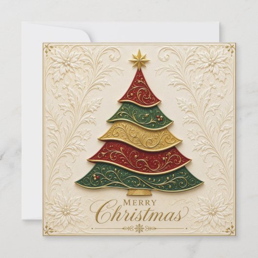 Carte Arbre de Noël orné d'émail doré (Devant)