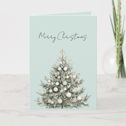 Carte Arbre de Noël Ornements Menthe (Devant)