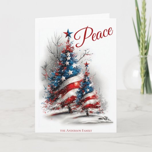 Carte Arbre de Noël Patriotique Paix (Devant)