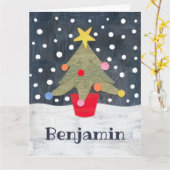 Carte Arbre de Noël personnalisé (Fleur jaune)