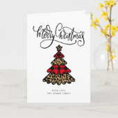 Carte Arbre de Noël Plaid & Empreinte de léopard (Fleur jaune)